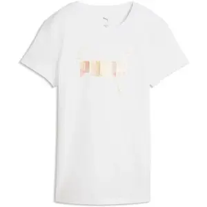 Puma ESSENTIALS LOGO LAB METALLIC TEE Dámské triko, bílá, velikost