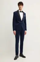 Velurový oblek Lindbergh tmavomodrá barva, 30-605029