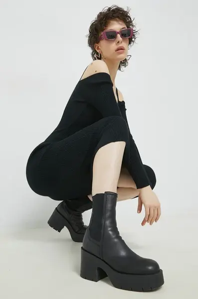 Šaty Abercrombie & Fitch černá barva, midi