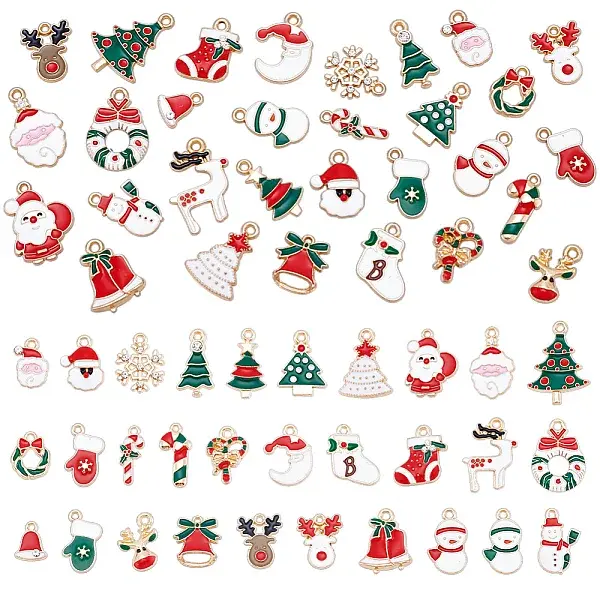 60Pcs Alloy Enamel Pendants