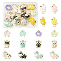 16Pcs 16 Styles Animal Shape Alloy Enamel Pendants