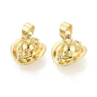 Brass Micro Pave Clear Cubic Zirconia Charms