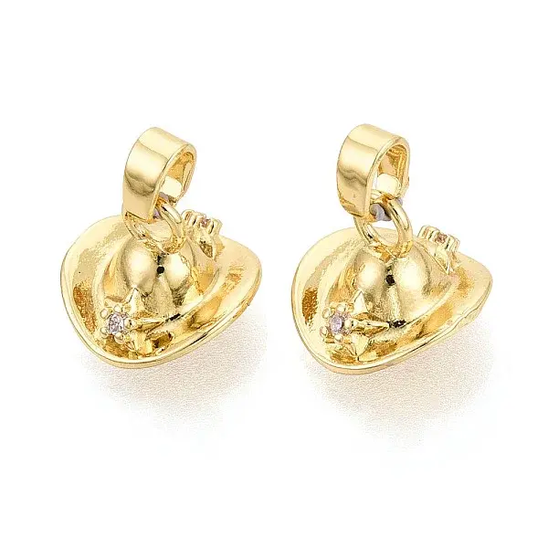 Brass Micro Pave Clear Cubic Zirconia Charms