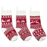 3Pcs 3 Styles Wool Yarn Knitted Hanging Christmas Stockings
