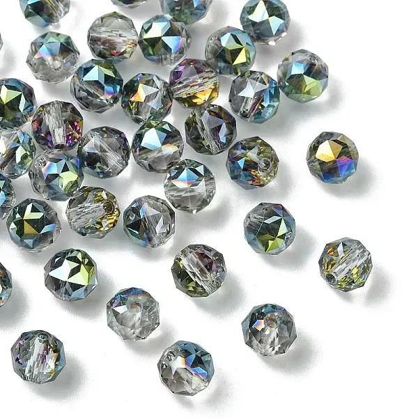 20Pcs Transparent Electroplate Glass Beads