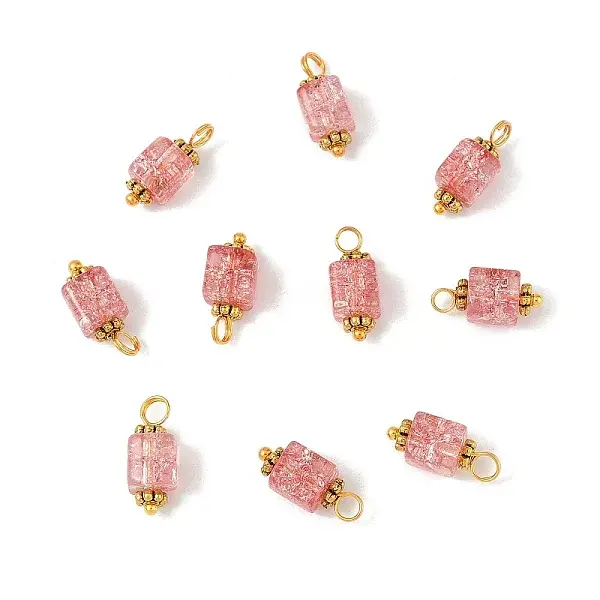 10Pcs Crackle Glass Pendants