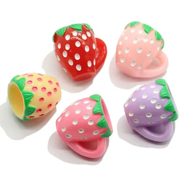 10Pcs Resin Strawberry Water Cup Miniature Ornaments