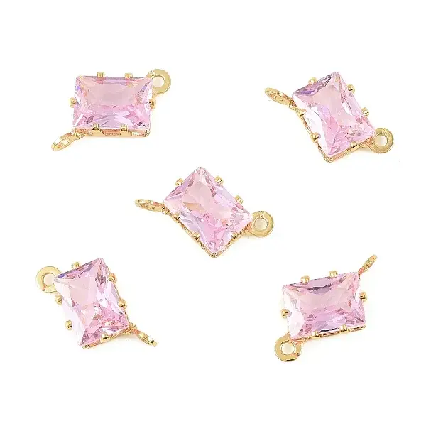 Brass Pave Cubic Zirconia Rectangle Connector Charms