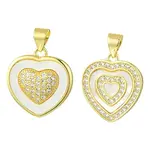 2Pcs 2 Styles Brass Pave Natural Shell Pendants