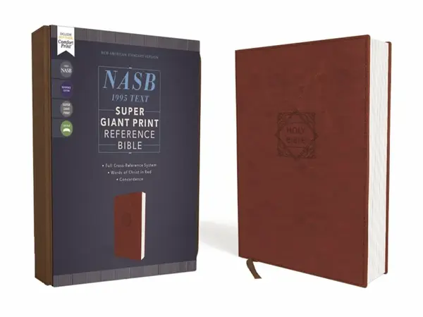 NASB, Super Giant Print Reference Bible (Font Size: 16.5-point), Leathersoft, Brown, Red Letter, 1995 Text, Comfort Print - Zondervan