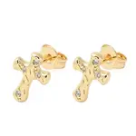 Brass Micro Pave Clear Cubic Zirconia Stud Earrings