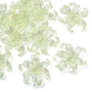 10Pcs UV Plating Iridescent Plastic Beads Caps