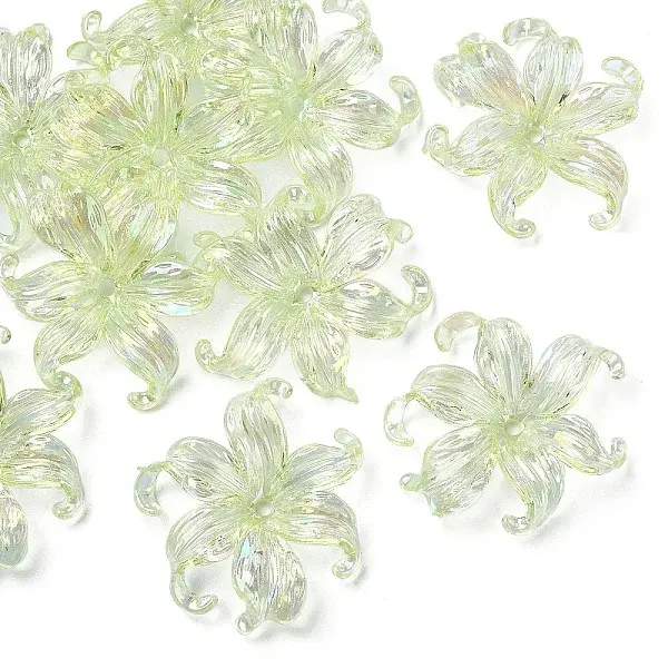 10Pcs UV Plating Iridescent Plastic Beads Caps