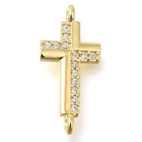 Brass Pave Clear Cubic Zirconia Connector Charms
