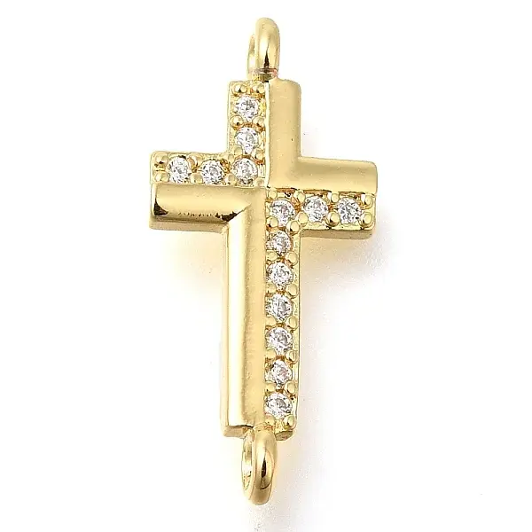 Brass Pave Clear Cubic Zirconia Connector Charms