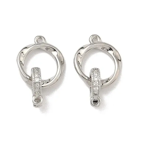 Brass Micro Pave Clear Cubic Zirconia Fold Over Clasps