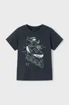 Dětské bavlněné tričko Mayoral černá barva, s potiskem, 3037