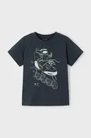 Dětské bavlněné tričko Mayoral černá barva, s potiskem, 3037