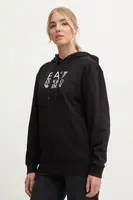 Mikina EA7 Emporio Armani dámská, černá barva, s kapucí, s potiskem, TJZCZ.6DTM13