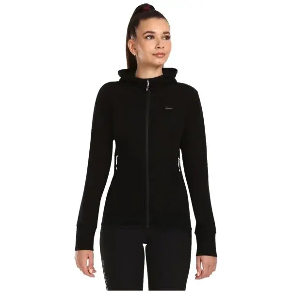 KILPI WOLIE Dámsky vlnený sveter s kapucňou, čierna, veľkosť