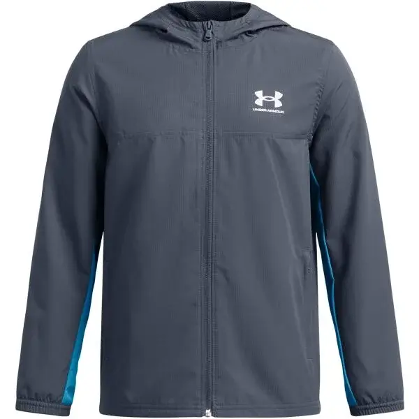Under Armour RIVAL WOVEN JACKET Chlapčenská bunda, tmavo sivá, veľkosť M