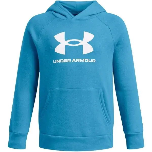 Under Armour RIVAL FLEECE BL HOODIE Chlapčenská mikina, svetlomodrá, veľkosť M