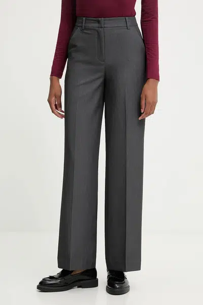 Kalhoty United Colors of Benetton dámské, šedá barva, high waist, 4R4CDF08H