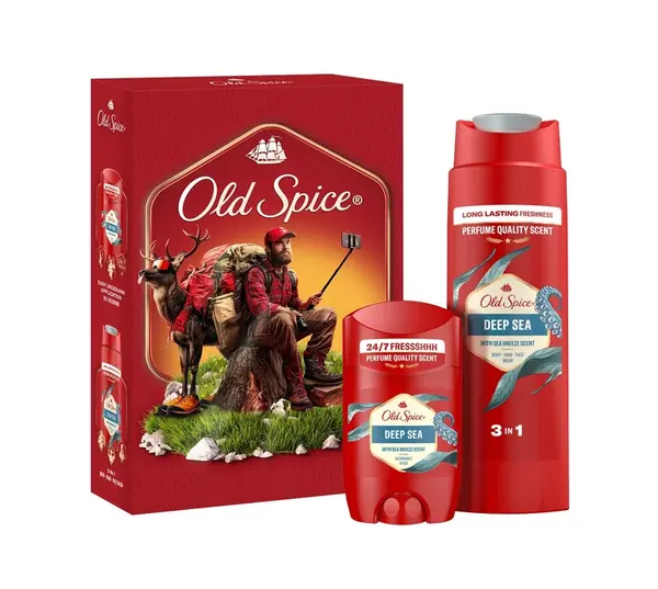 Old Spice Xmass sada Deep Sea tuhý deodorant a sprchový gel 50 ml 250 ml