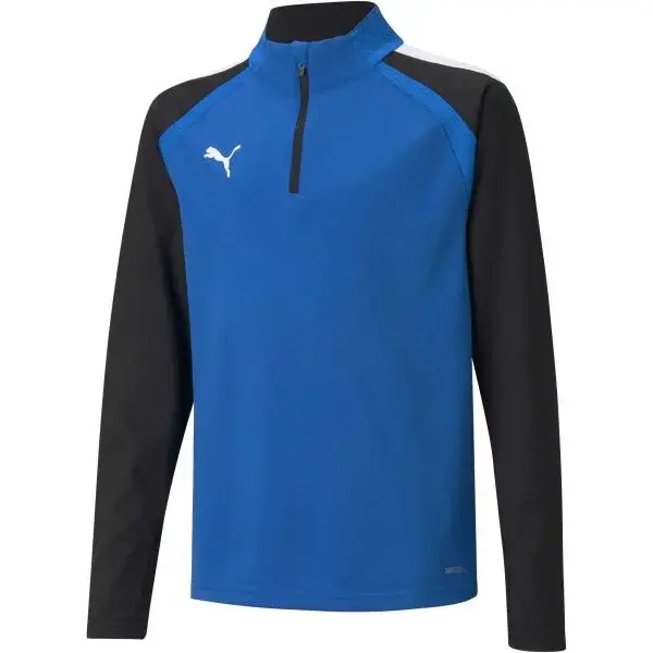 Puma TEAMLIGA 1/4 ZIP TOP JR Detská futbalová mikina, modrá, veľkosť