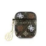 Pouzdro Guess PU 4G Peony Charm pro AirPods 1/2, hnědá