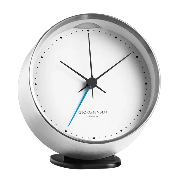 Nerezové hodiny s budíkem Henning Koppel, 10 cm, se stojánkem - Georg Jensen