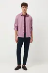 Bavlněná košile Medicine pánská, růžová barva, slim, s klasickým límcem