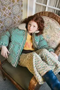Tinycottons Dětská bunda Tinycottons GREEN STRIPES PADDED JACKET