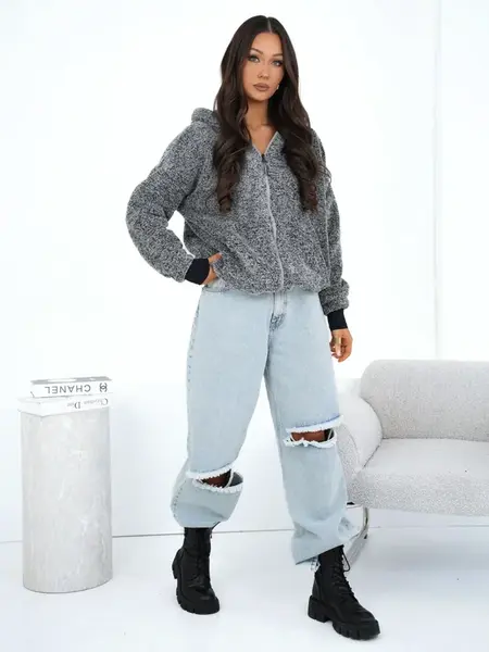 Šedá mikina na zips