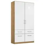 Rauch Möbel ŠATNÍ SKŘÍŇ S OTOČNÝMI DVEŘMI, dub artisan, vysoce lesklá bílá, 91/197/54 cm