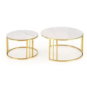 Konferenčný stolík Mercury 3 biela mramor/zlatá
