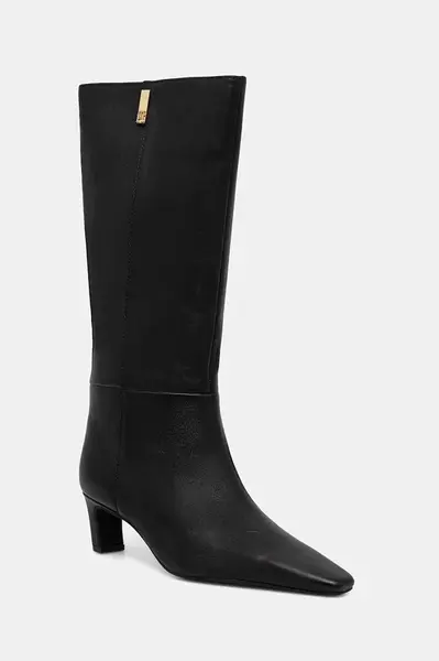 Kožené kozačky Tommy Hilfiger SQUARE TOE KITTEN LONG