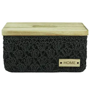 Háčkovaný obdĺžnikový košík š.26x16 h13,5cm