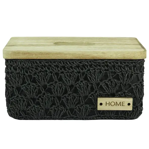 Háčkovaný obdĺžnikový košík š.26x16 h13,5cm