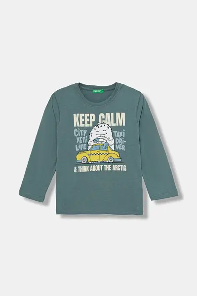 Dětské bavlněné tričko s dlouhým rukávem United Colors of Benetton