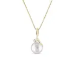 Náhrdelník zo 14k zlata so sladkovodnou perlou a briliantom KLENOTA
