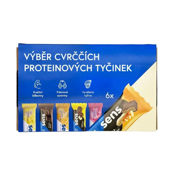 SENS Cvrčšie proteínové tyčinky v darčekovom balení - starter pack 6 ks