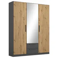 Rauch Möbel ŠATNÍ SKŘÍŇ S OTOČNÝMI DVEŘMI, šedá, dub artisan, 136/197/54 cm