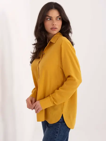 Dámská jednobarevná košile v tmavě žluté barvě