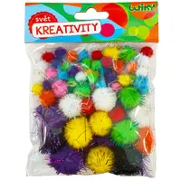 Pom pom glitter mix velikostí, 80ks