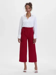 Červené dámske široké nohavice