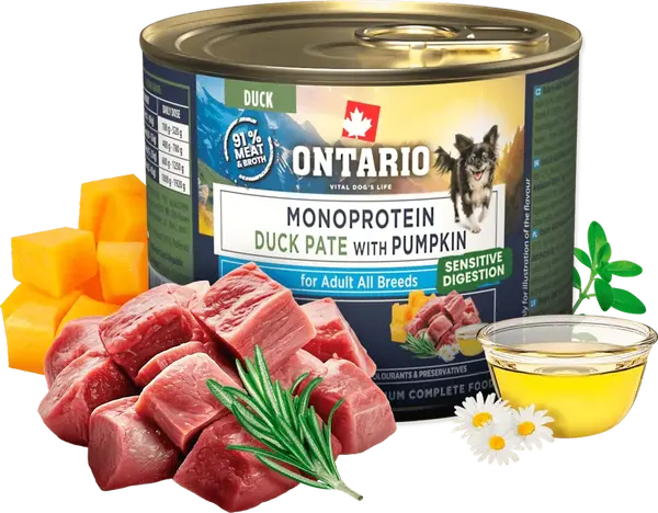 Konzerva Ontario Adult Monoprotein kachní paté s dýní 200g