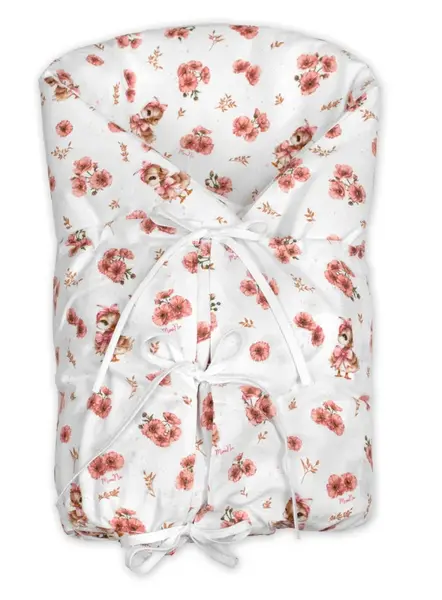 Baby Nellys Klasická retro zavinovačka LALLY šněrovací s výplní, Kačenky, růžová/bílá