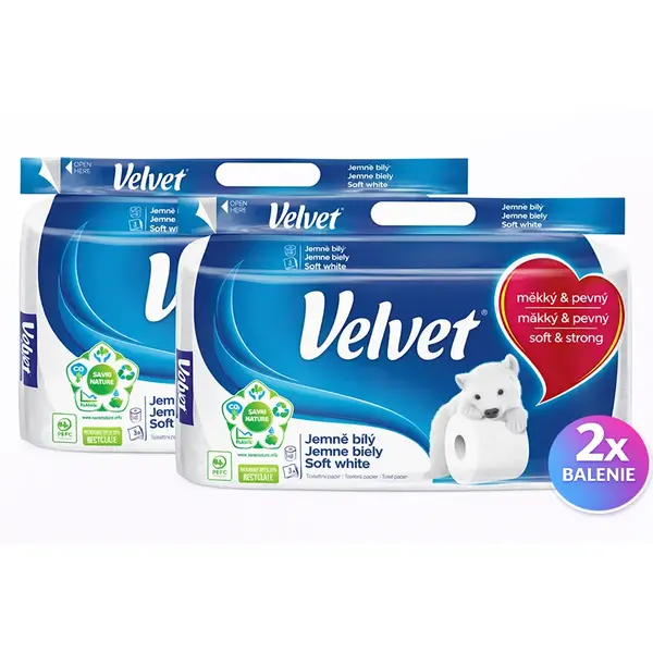 VELVET SET 2x toaletný papier 3vr/8ks harmanček