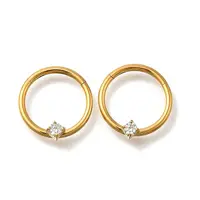 304 Stainless Steel Clear Cubic Zirconia Rhombus Hoop Nose Rings